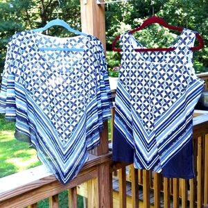 Live and Let Die 2fer 2 pc Set tank top & pull-over cover Poncho lightweight L